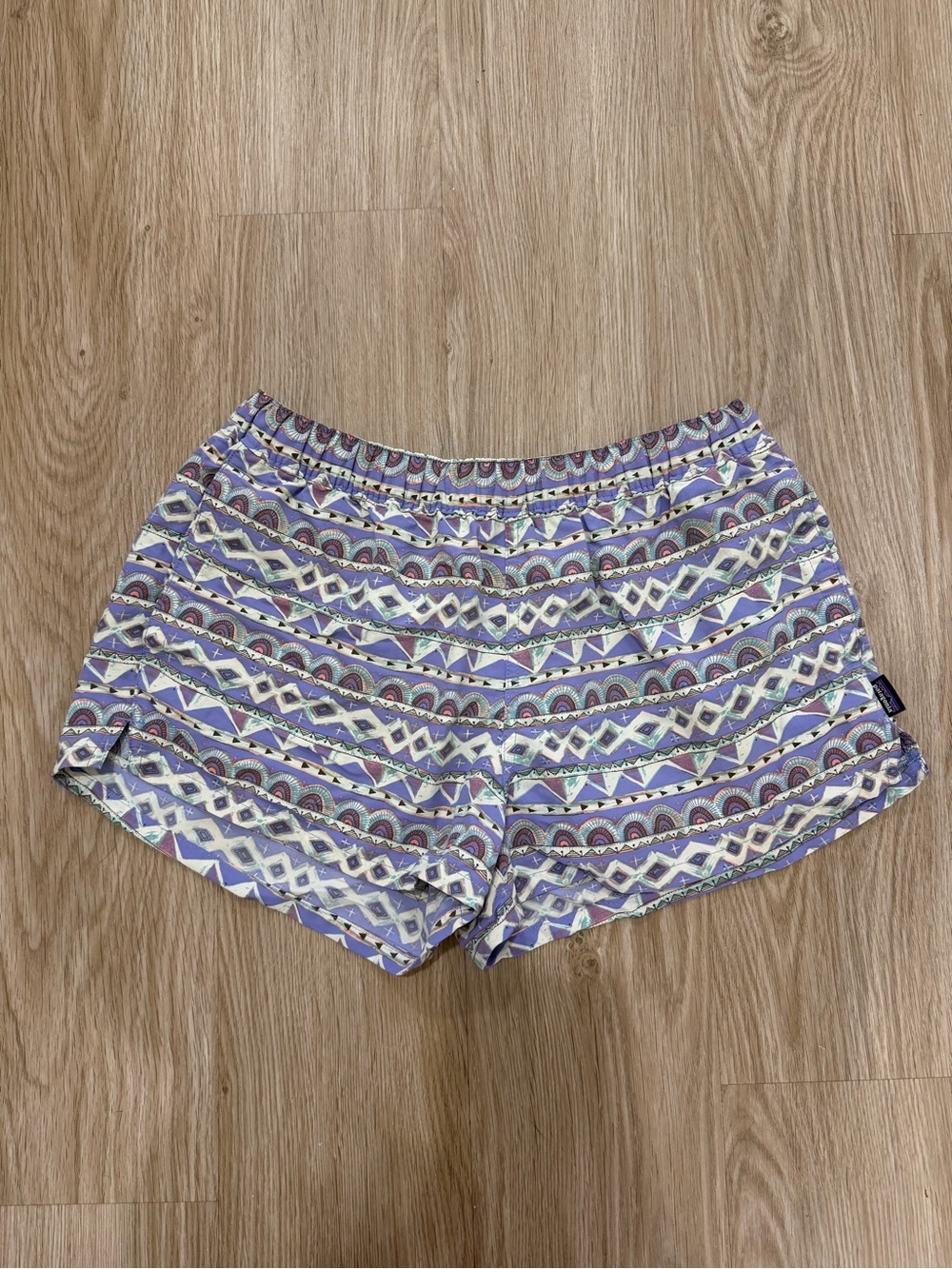 Women's Patterned Lavender Elastic Waist Shorts